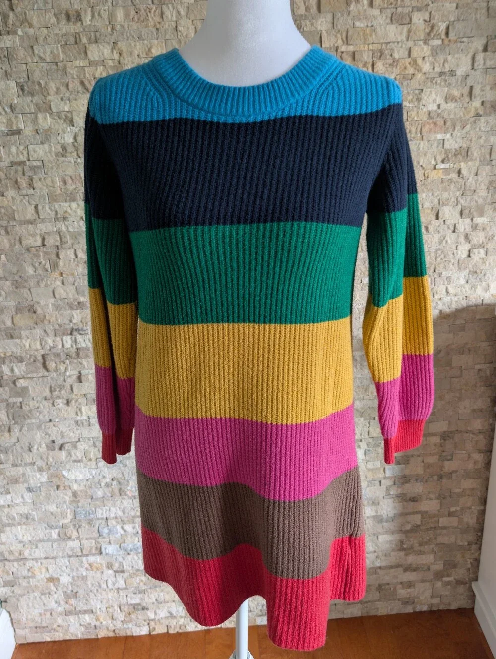 Gap Girls Rainbow Colorblock Stripe Knit Sweater Dress Cotton Blend Sz XL 12
